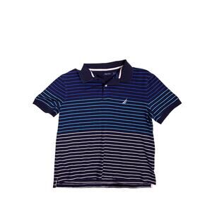 Nautica Blue Striped Polo Shirt Mens Medium Classic Preppy